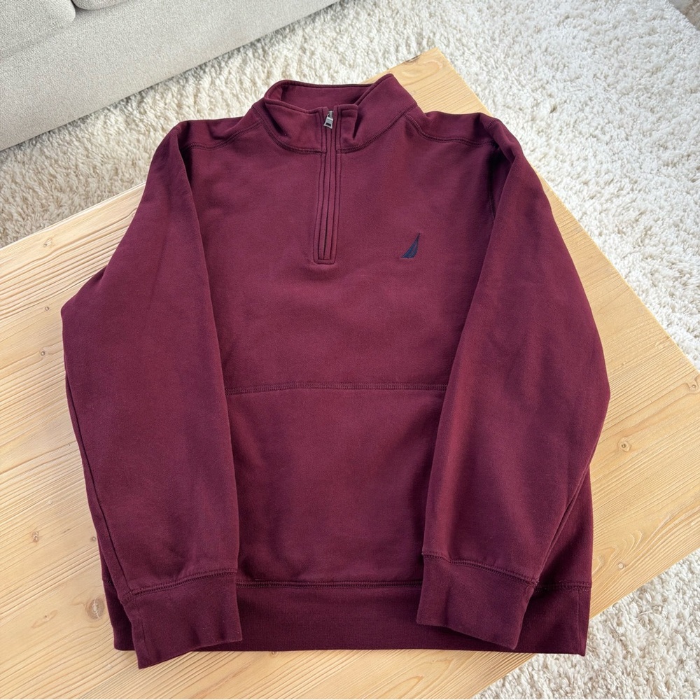 Nautica Men's Size L Burgundy Zip-Up Sweater